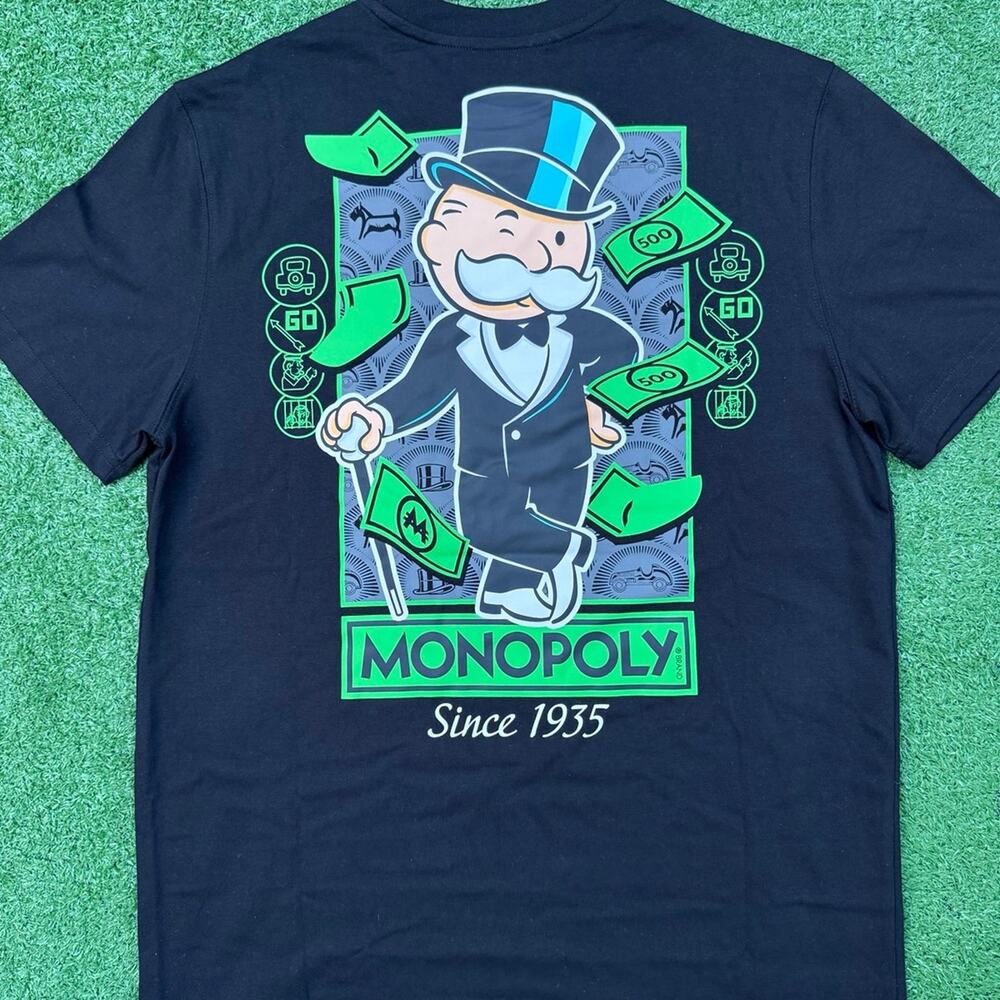 Hasbro Monopoly x Hybrid Apparel Go Go Green Money Black T Shirt